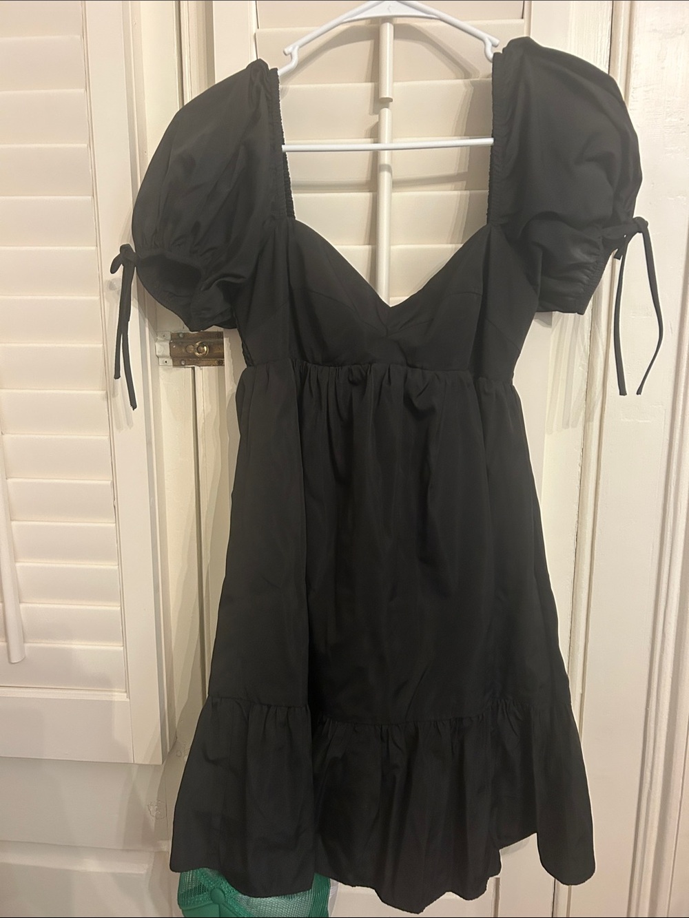 Amanda Uprichard Black Puff-Sleeve Mini Dress
